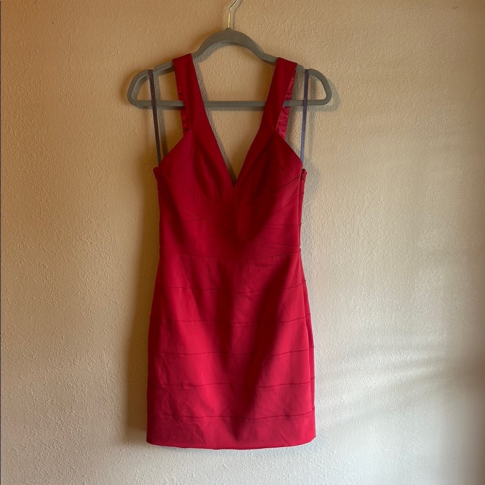 Vera Wang Lavender Label Red Bodycon Cocktail Dress
